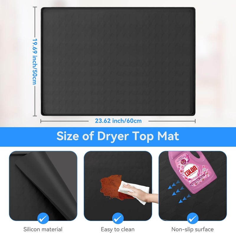 Garolue Washer and Dryer Top Protector Mat,23.6“ x 19.7" Silicone Rubber Mat for Laudry Machine & Dryer,Non Slip Heavy Duty Waterproof Washable Top Cover Pad for Home Kitchen Laundry Room,Black - Image 3
